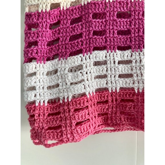1970s Top, Size M, Vintage Crochet Shirt, Pink Knit Sleeveless Shirt - Picture 10 of 10
